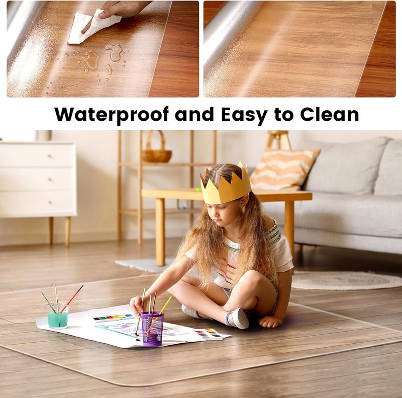 PHOUZIN Office Chair Mat for Hardwood Floor: 63"x 51" Extra Large Floor Mat for Rolling Chair and Computer Desk, Clear Chair Mat Heavy Duty Plastic Protector for L Desk, Home, Gaming Easy Glide - Image 3